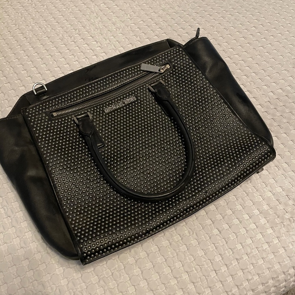 Black Michael Kors studded handbag purse